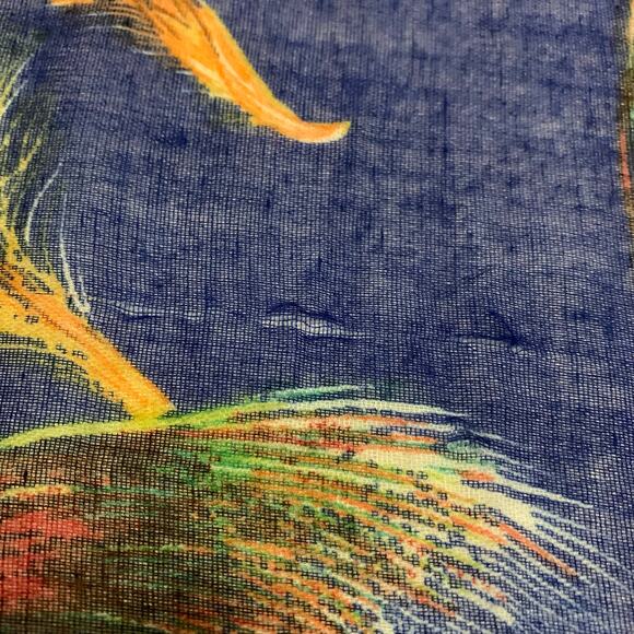 Unbranded Womens Scarf Large Rectangular Royal Blue and Peacock Feathers Lovely - Picture 10 of 12